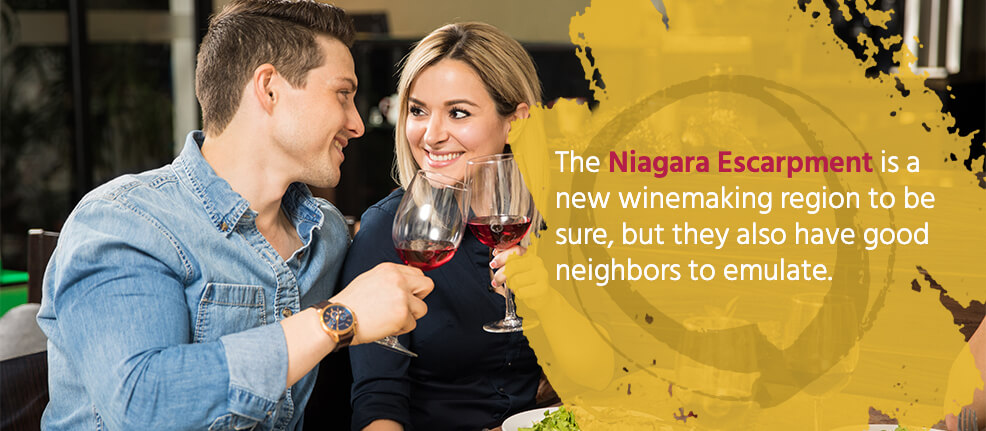 The Niagara Escarpment is a new winemaking region to be sure, but they also have good neighbors to emulate