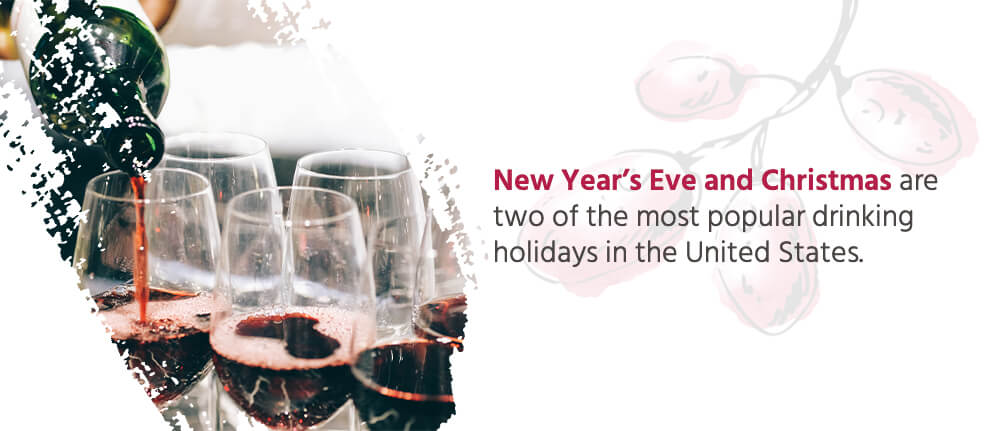 New Year's Eve and Christmas are two of the most popular drinking holidays in the United States. 