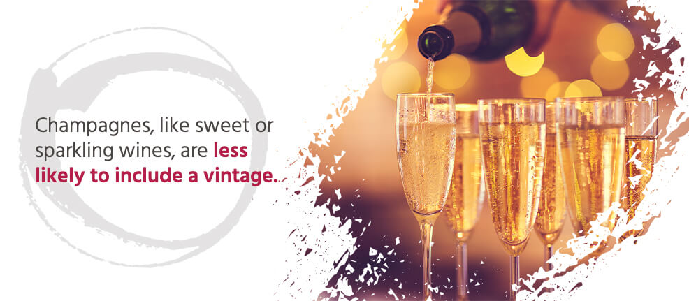 Champagnes, like sweet or sparkling wines, are less likely to include a vintage.