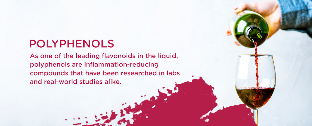 As one of the leading flavonoids in the liquid, polyphenols are inflammation-reducing compounds that have been researched in labs and real-world studies alike.