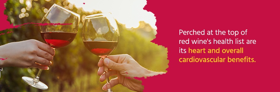 Improves cardiovascular health: Perched at the top of red wine’s health list are its association with the heart and overall cardiovascular benefits.