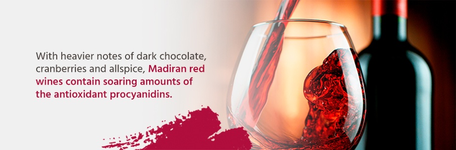 With heavier notes of dark chocolate, cranberries and allspice, Madiran red wines contain soaring amounts of the antioxidant procyanidins.