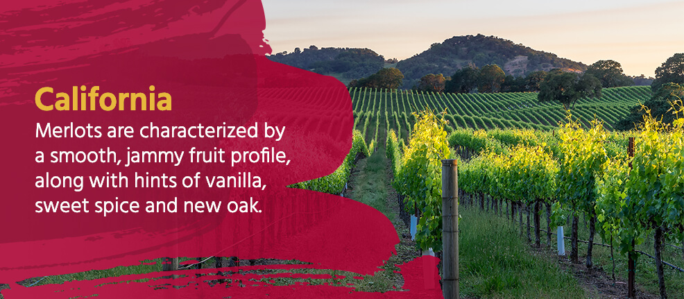 Merlots characterized by a smooth, jammy fruit profile, along with hints of vanilla, sweet spice and new oak.