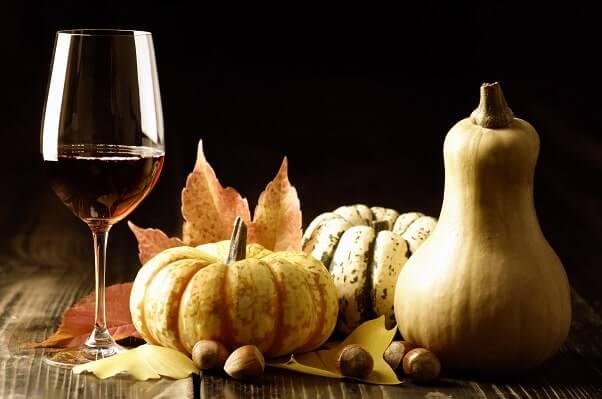 Halloween Wine with Autumn Themed Background