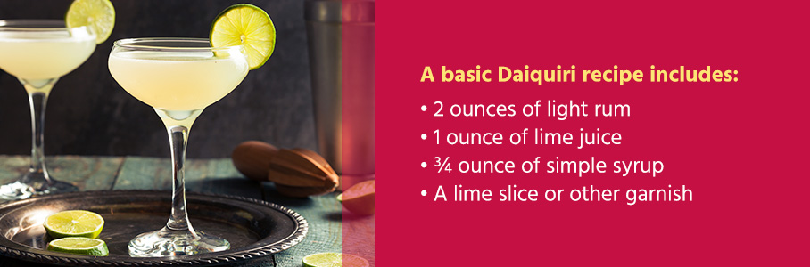 A basic Daiquiri recipe includes