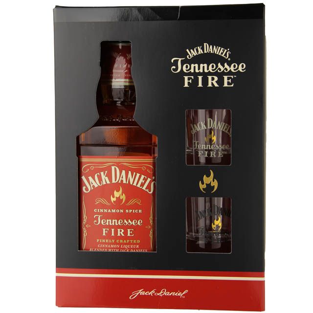 Hard To Find Whisky Edition Jack Daniels - Whisky Tennessee Fire 2 x Miniatures & Shot Glasses Gift Set 