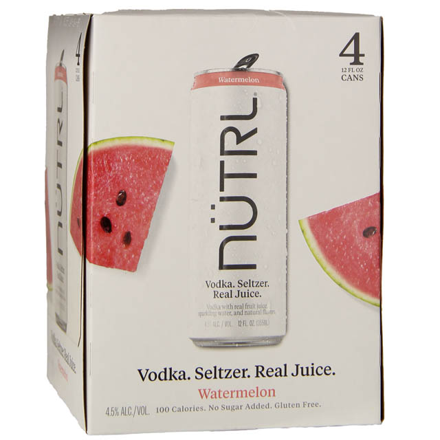 Nutrl Vodka Watermelon Seltzer 4 Pack / 4355mL Marketview Liquor