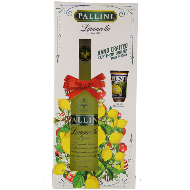 Pallini Limoncello Liqueur Gift Set with Deruta Cup / 750 ml