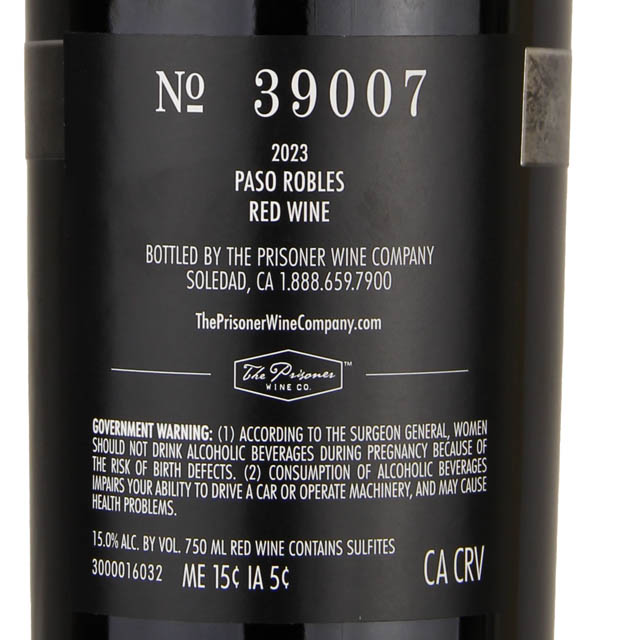 値下げThe Prisoner 2018 カリフォルニア赤ワイン 750ml The Prisoner Cabernet Sauvignon / 750 ml - Marketview Liquor