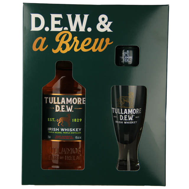 Tullamore Dew Irish Whiskey Gift Set with Glass & Shot Glass / 750