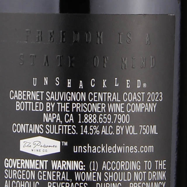 The Prisoner Wine Company Unshackled Cabernet Sauvignon / 750mL