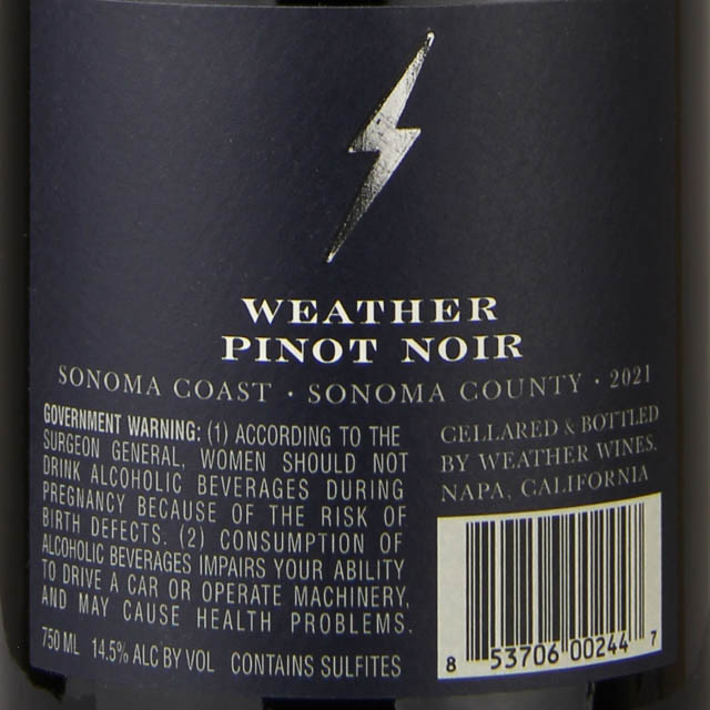 Weather Sonoma Coast Pinot Noir / 750mL - Marketview Liquor